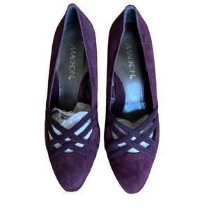 MARKON Quarry Plum Suede Leather Wedge Heels Shoes 7W
